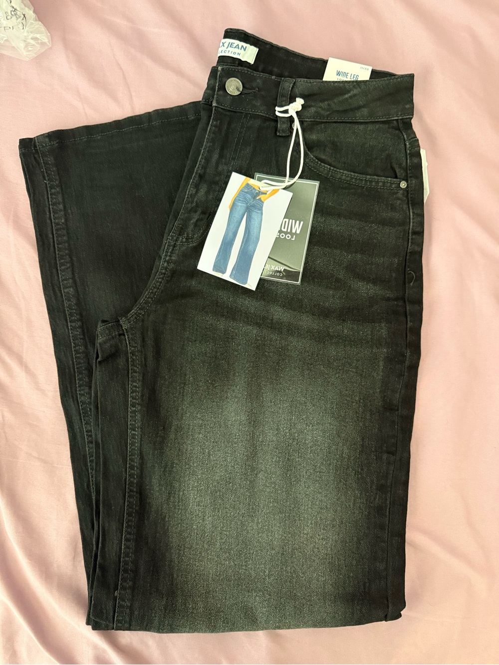Max Jeans Black Washed Wide-Leg Men’s Jeans